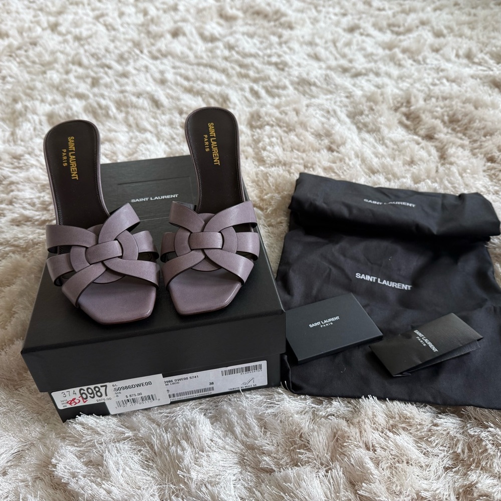 Saint Laurent Purple Mules with Knotted Detail